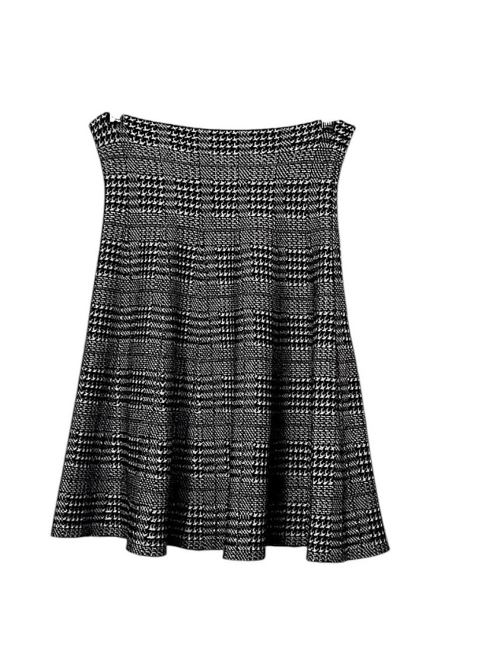Max Studios Womens Knit Black & White Plaid A-line Mini Skirt Sz M/L